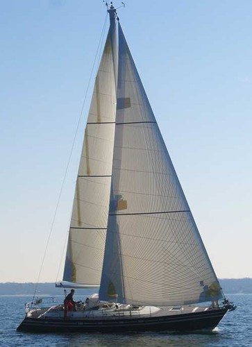 Celaritas - vertical battens add roach to the roller-furling main © SW